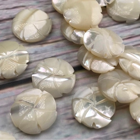 Vintage Hand Carved Mother of Pearl Shell Beads Jewelry Making Lot - Picture 2 of 16